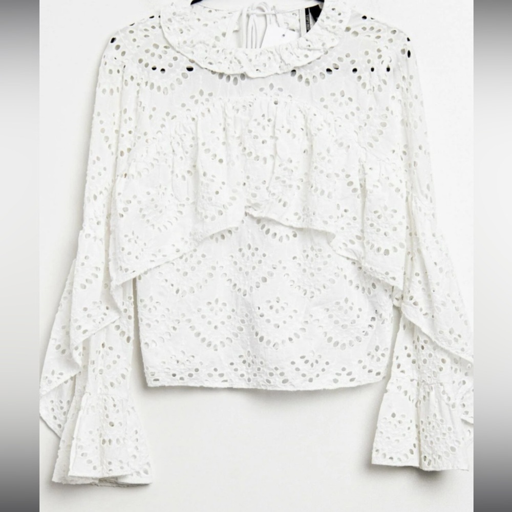 Top shop white eyelet top open back
